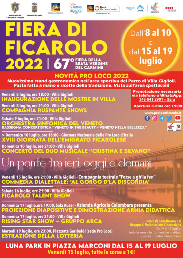 Fiera di Ficarolo 2022, dall’8 al 10 e dal 15 al 19 luglio