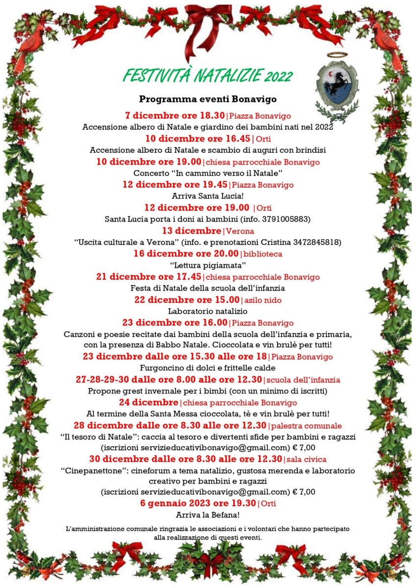 Scopri di più sull'articolo Festività Natalizie 2022