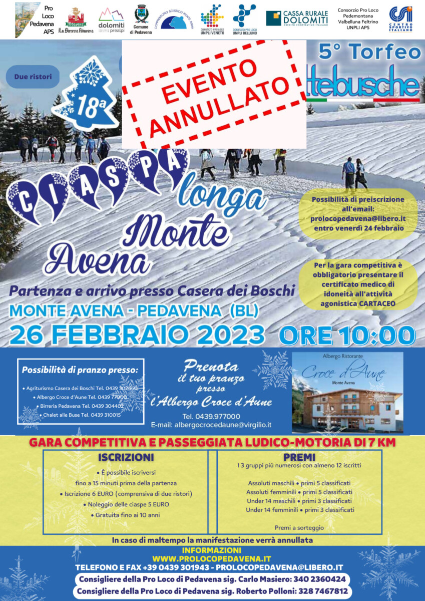 Read more about the article Ciaspalonga Monte Avena 2023, 5⁰ Trofeo Lattebusche!
