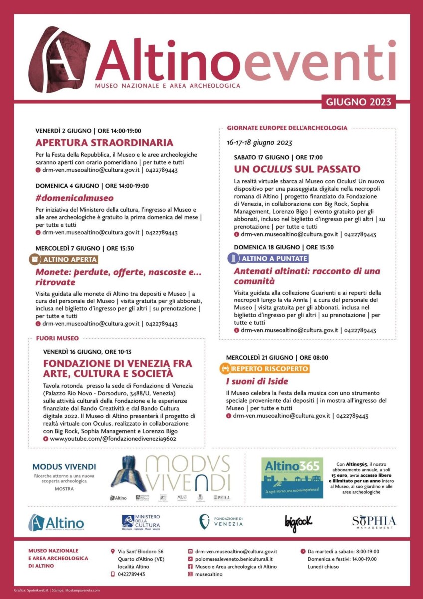Scopri di più sull'articolo Calendario Giugno Museo Altino
