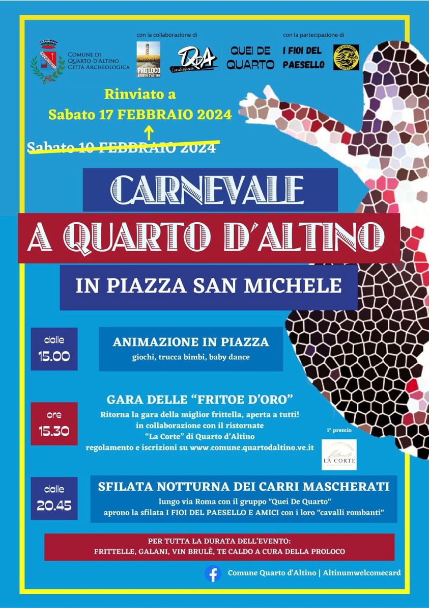 Scopri di più sull'articolo Carnevale a Quarto d’Altino 2024
