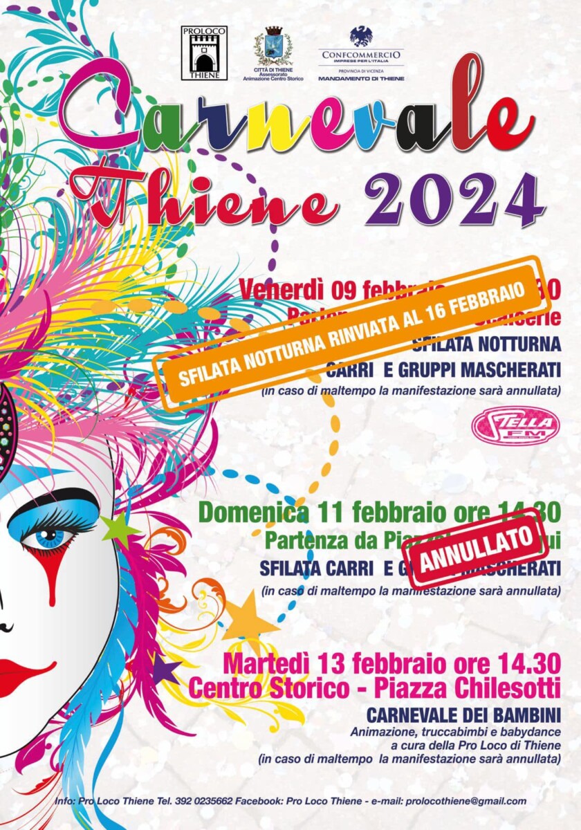 Read more about the article Carnevale Thene – Sfilata Notturna 16 Febbraio – 2024