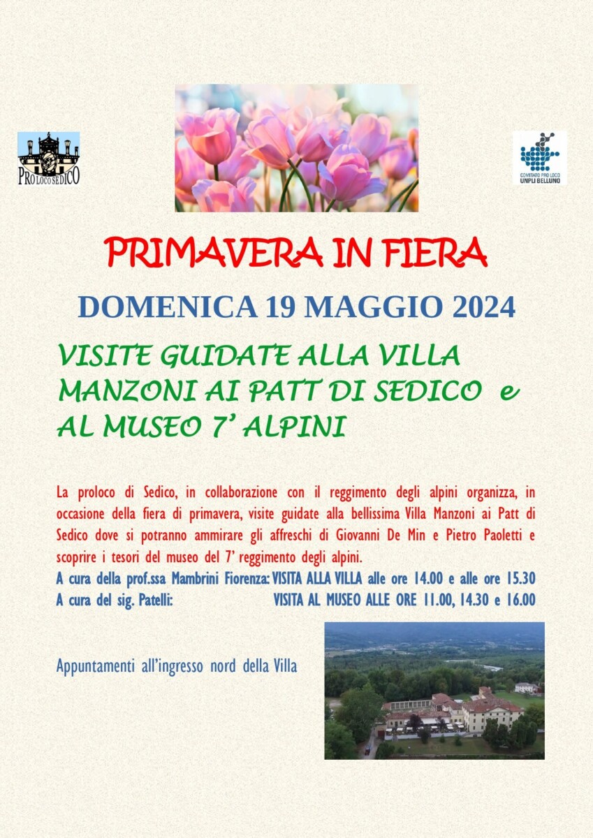 Scopri di più sull'articolo Visite Guidate alla Villa Manzoni ai Patt di Sedico e al Museo 7’ Alpini
