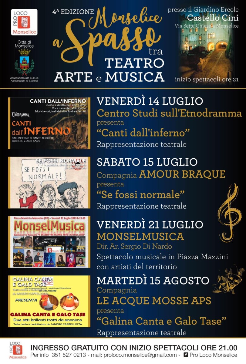 Scopri di più sull'articolo Monselice a spasso tra Teatro Arte e Musica 4^ Edizione