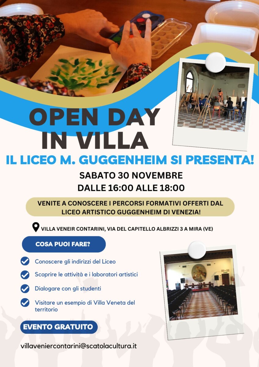 Scopri di più sull'articolo Open day in Villa – Il liceo Artistico M. Guggenheim si presenta!