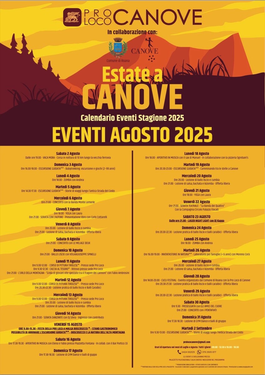 Scopri di più sull'articolo Estate a Canove – Agosto 2025