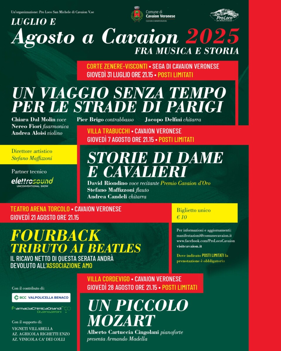 Scopri di più sull'articolo Luglio e Agosto a Cavaion 2025