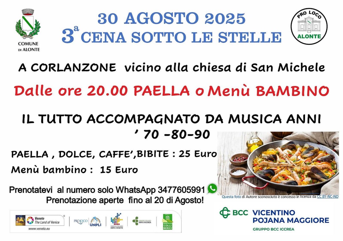 Scopri di più sull'articolo 3^ Cena sotto le Stelle