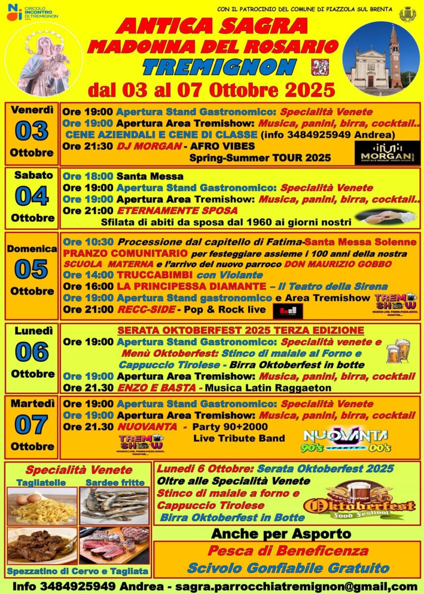 Scopri di più sull'articolo Antica sagra Madonna del Rosario Tremignon 2025