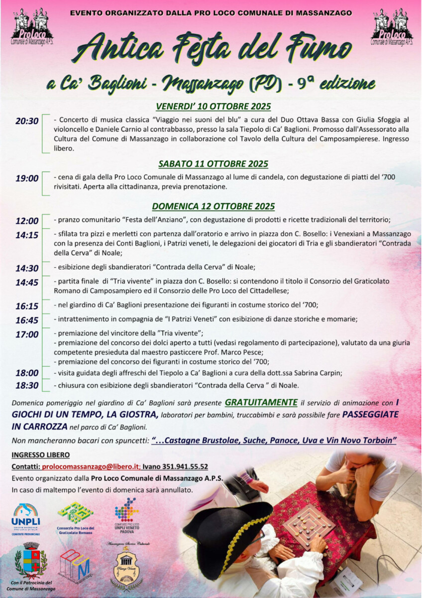 Scopri di più sull'articolo Antica Festa del Fumo a ca’ Baglioni – 9^ Edizione