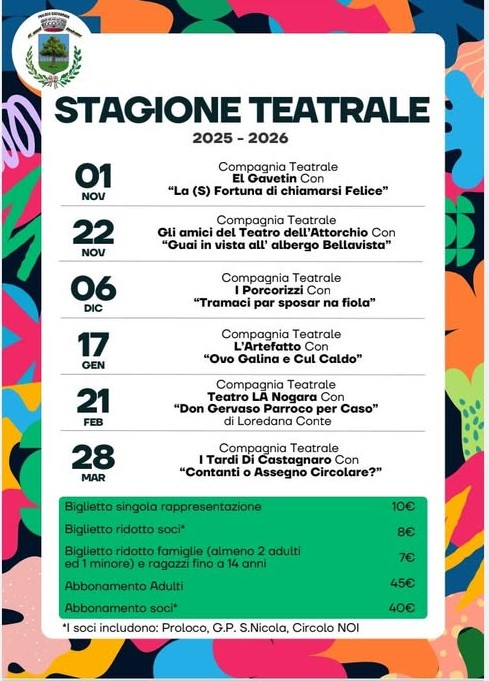 Scopri di più sull'articolo Stagione Teatrale 2025 – 2026