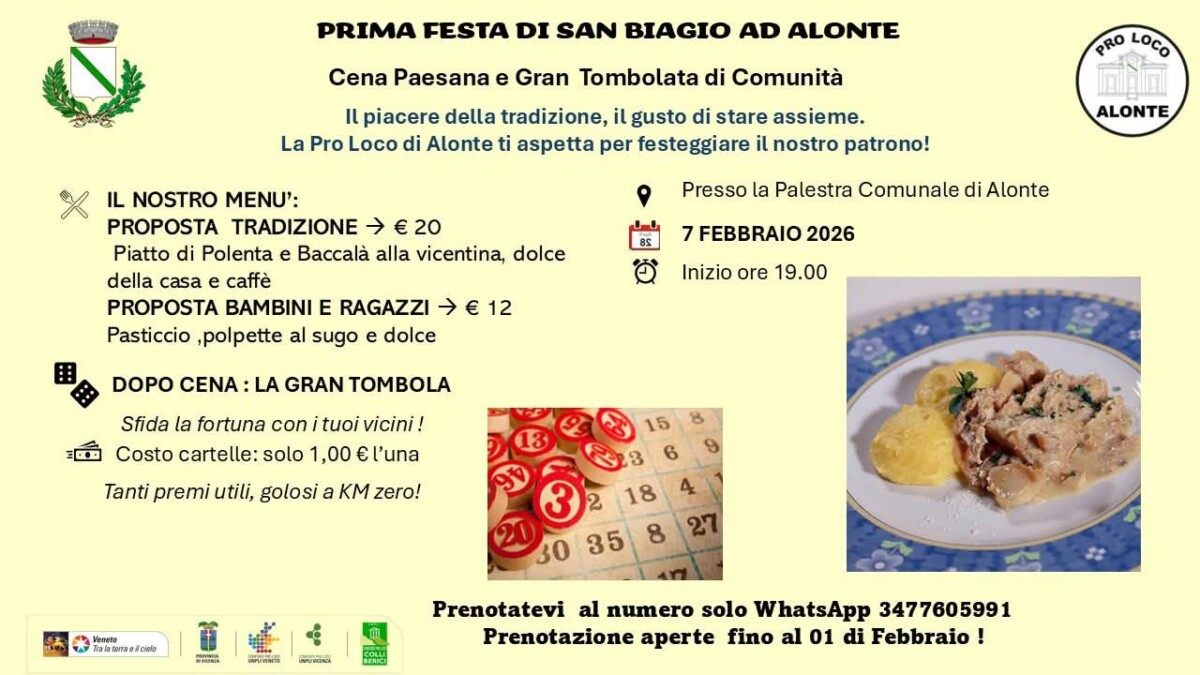 Scopri di più sull'articolo Prima Festa di San bBagio ad Alonte