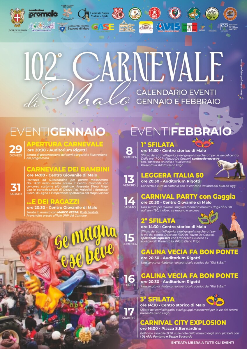 Scopri di più sull'articolo 102° Carnevale di Malo 2026