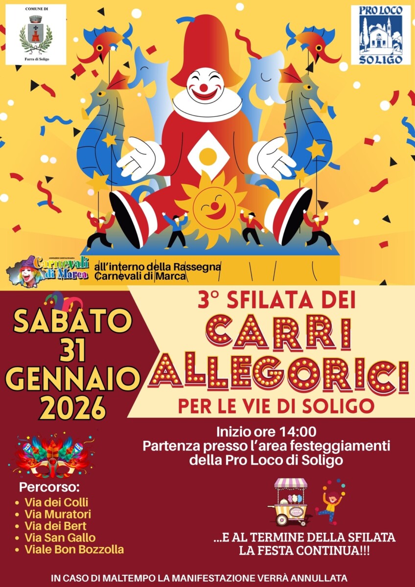 Scopri di più sull'articolo Carnevale 2026 – 3^ Sfilata dei Carri Allegorici