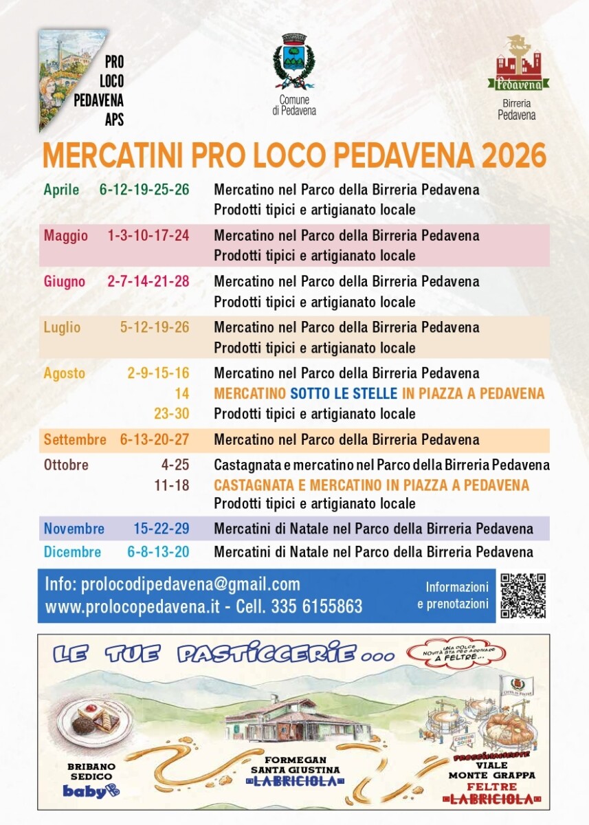 Scopri di più sull'articolo Mercatini pro loco Pedavena 2026