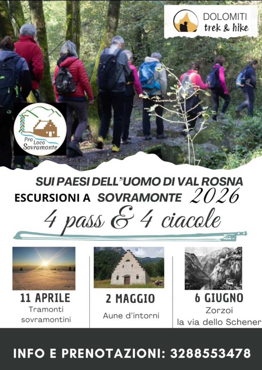 Scopri di più sull'articolo Escursioni a Sovramonte 2026