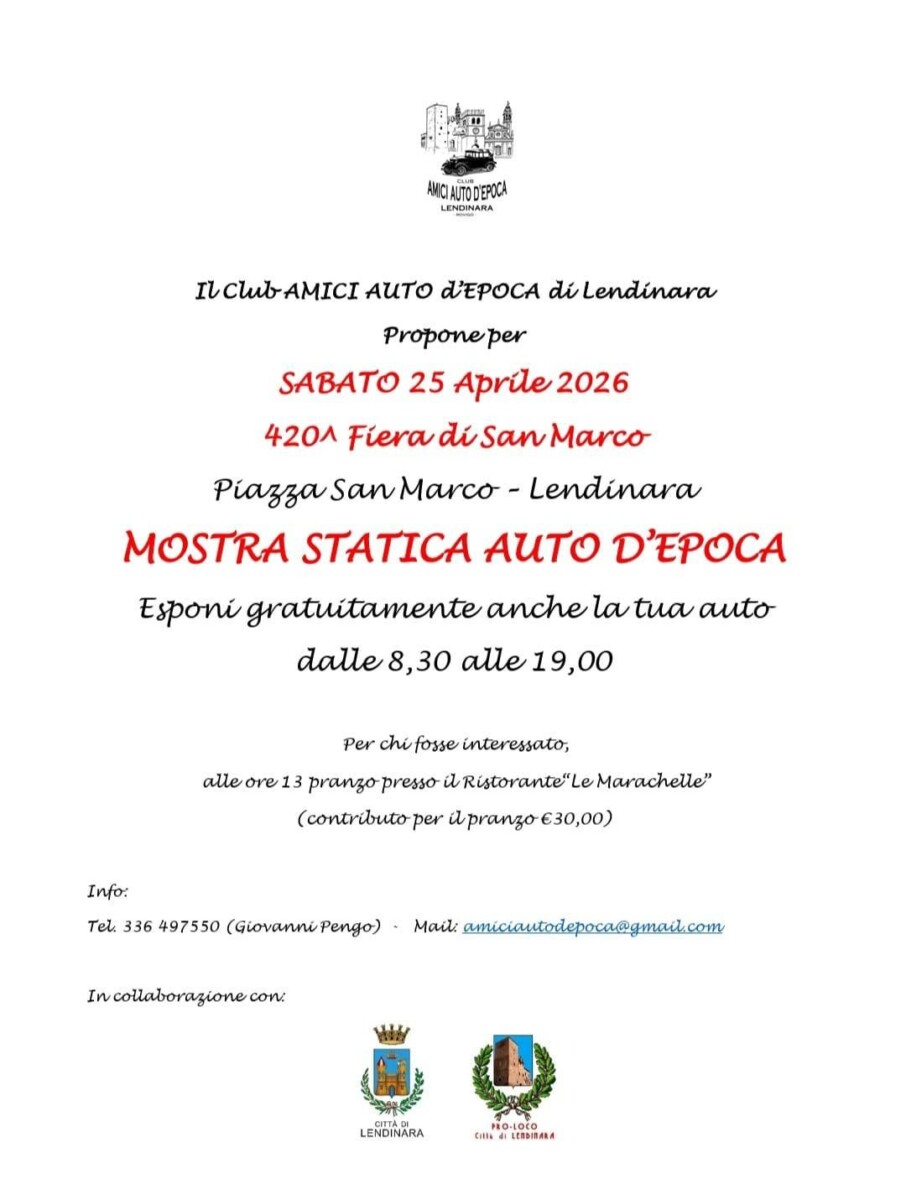 Scopri di più sull'articolo Mostra statica di Auto d’Epoca a Lendinara!