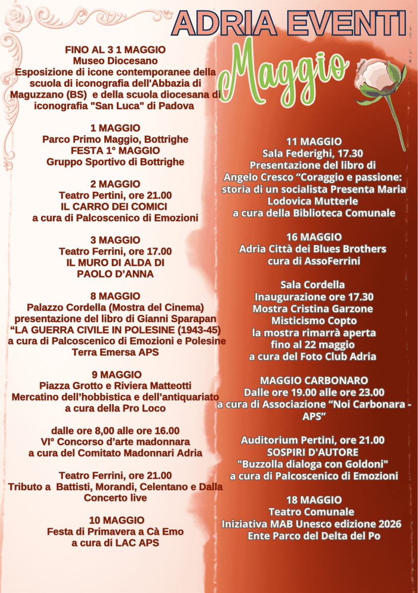 Scopri di più sull'articolo Adria Eventi Calendario di Maggio