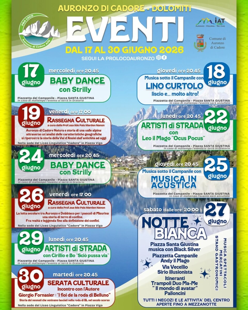 Scopri di più sull'articolo Eventi Auronzo di Cadore