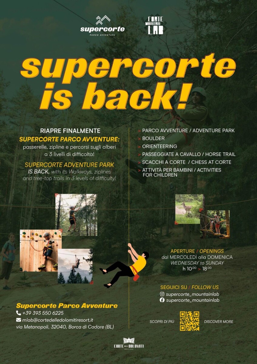Scopri di più sull'articolo Riapre il Parco Avventure Supercorte a Borca di Cadore